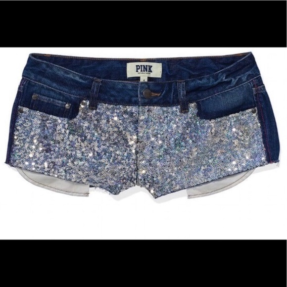 PINK Victoria's Secret Shorts Vs Pink Sequined Denim Shorts Poshmark